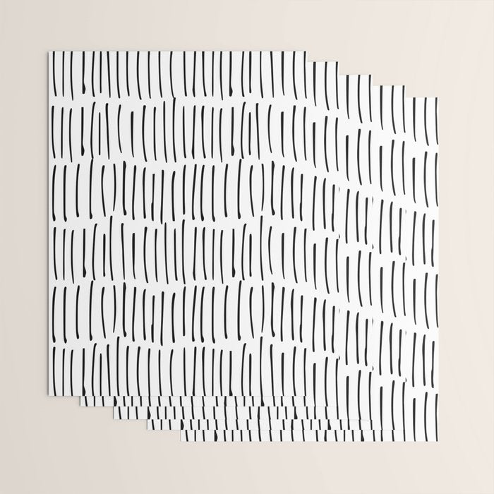 Boho Wall Art, Black and White, Line Art Wrapping Paper Gallery Image 3