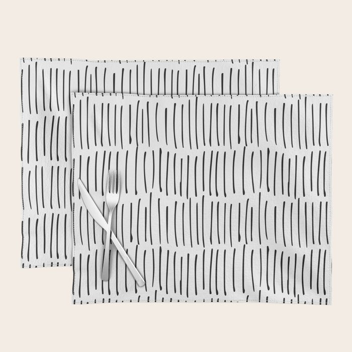 Boho Wall Art, Black and White, Line Art Placemat Gallery Image 1