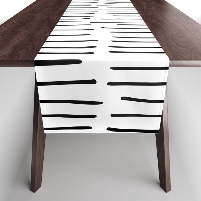 Boho Wall Art, Black and White, Line Art Table Runner Gallery Image 1