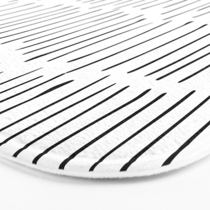 Boho Wall Art, Black and White, Line Art Bath Mat Gallery Image 3