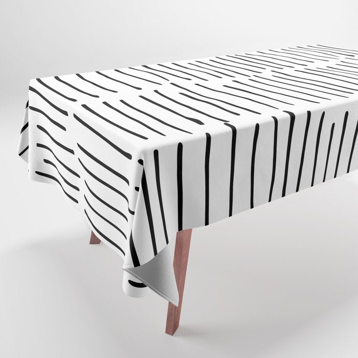 Boho Wall Art, Black and White, Line Art Tablecloth Gallery Image 1