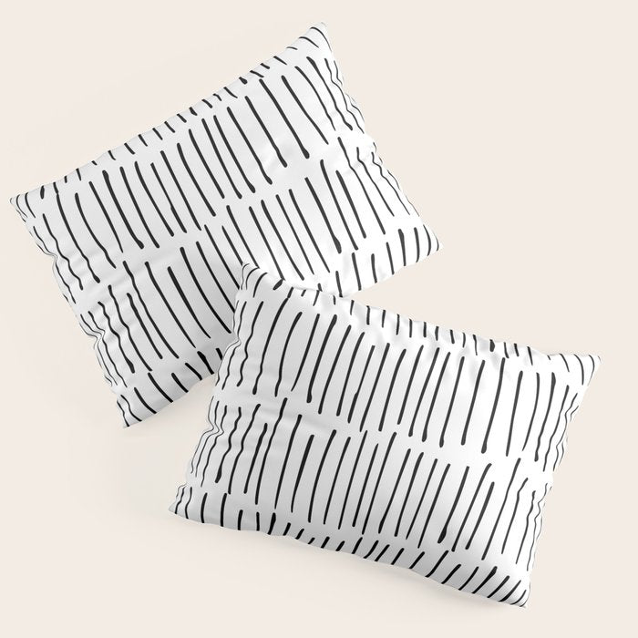Boho Wall Art, Black and White, Line Art Pillow Sham Gallery Image 1