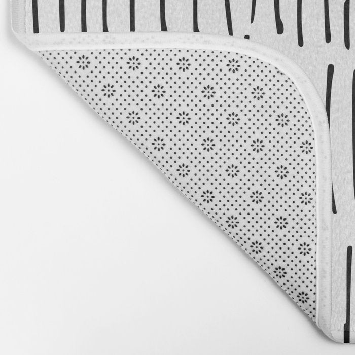 Boho Wall Art, Black and White, Line Art Bath Mat Gallery Image 2