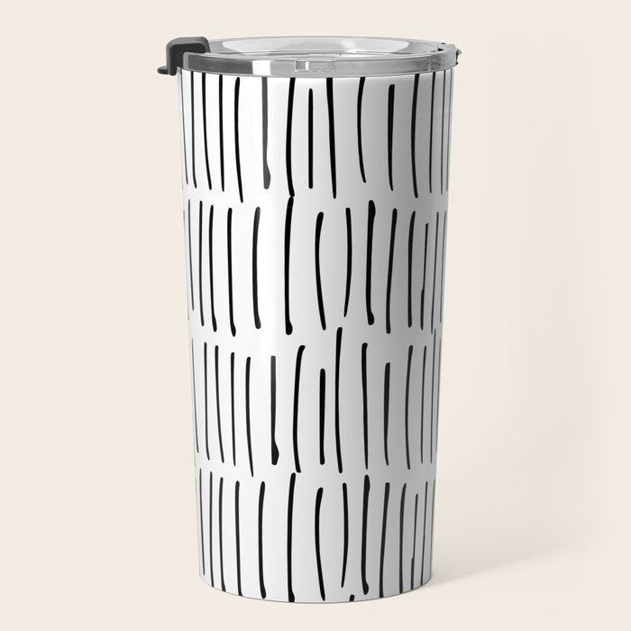 Boho Wall Art, Black and White, Line Art Travel Mug Gallery Image 3