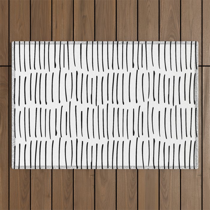 Boho Wall Art, Black and White, Line Art Outdoor Rug Gallery Image 1