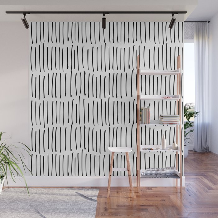 Boho Wall Art, Black and White, Line Art Wall Mural Gallery Image 1