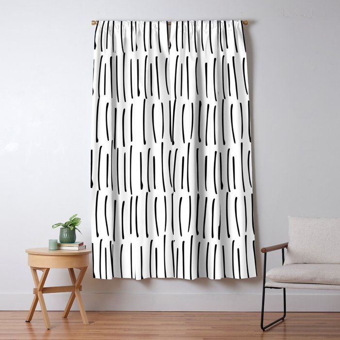Boho Wall Art, Black and White, Line Art Window Curtain Gallery Image 5