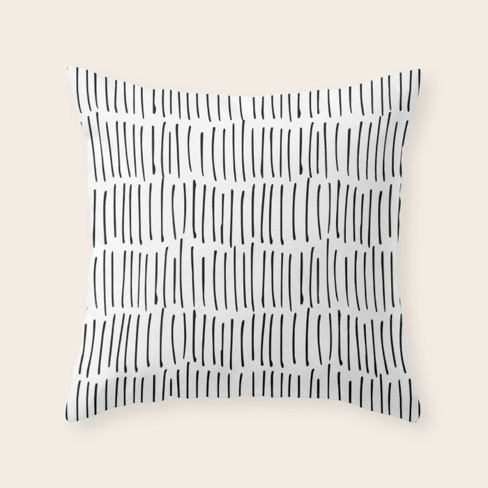 Boho Wall Art, Black and White, Line Art Throw Pillow Gallery Image 1