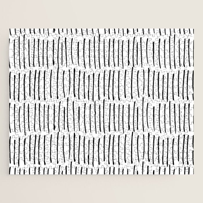 Boho Wall Art, Black and White, Line Art Jigsaw Puzzle Gallery Image 1