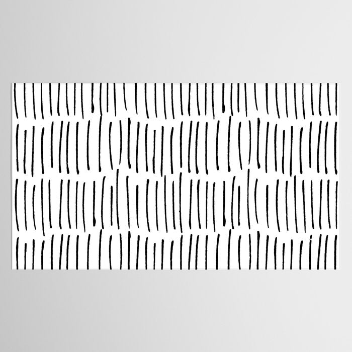 Boho Wall Art, Black and White, Line Art Tablecloth Gallery Image 2
