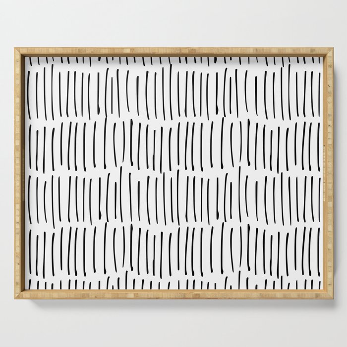 Boho Wall Art, Black and White, Line Art Serving Tray Gallery Image 1