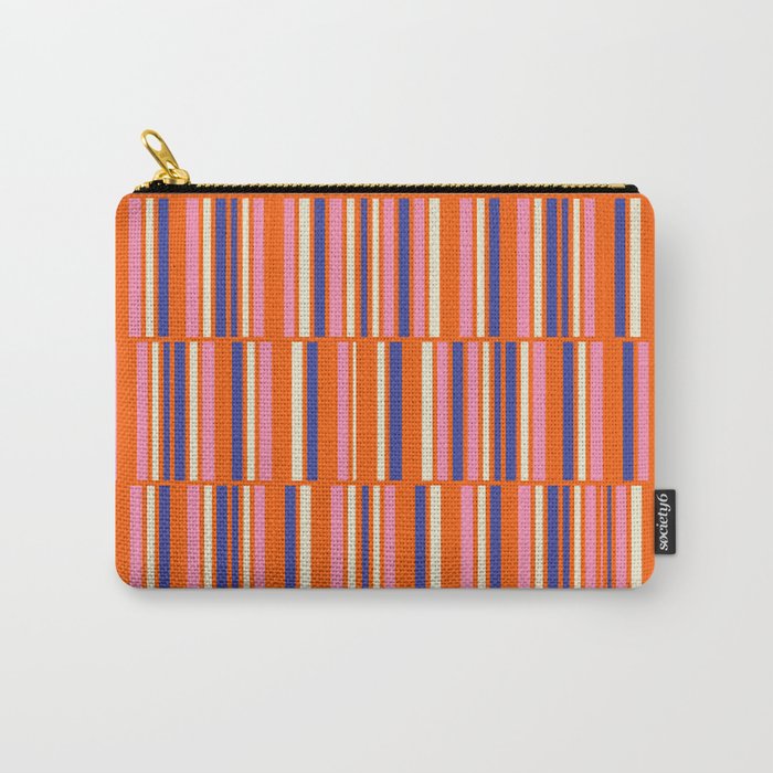 Pop Mod Color Boxes Geometric Retro Contemporary Pattern Orange Blue Pink Carry All Pouch Gallery Image 1