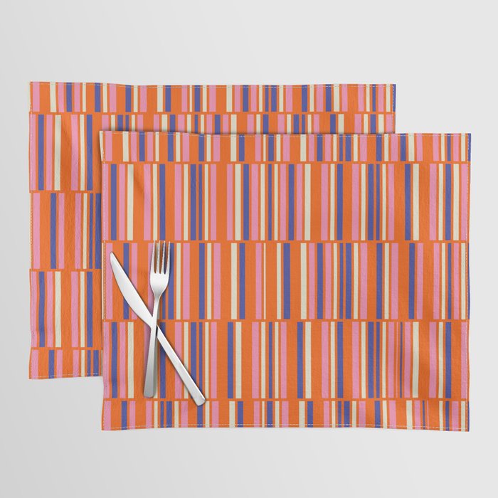 Pop Mod Color Boxes Geometric Retro Contemporary Pattern Orange Blue Pink Placemat Gallery Image 1