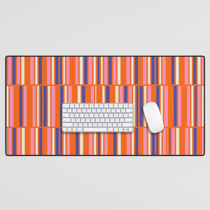Pop Mod Color Boxes Geometric Retro Contemporary Pattern Orange Blue Pink Desk Mat Gallery Image 1