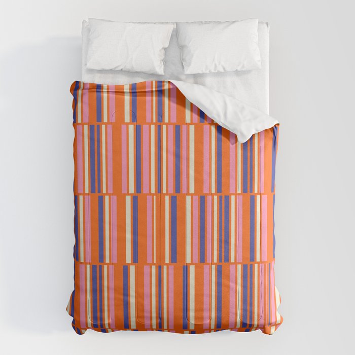 Pop Mod Color Boxes Geometric Retro Contemporary Pattern Orange Blue Pink Comforter Gallery Image 6