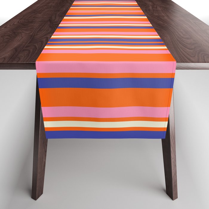 Pop Mod Color Boxes Geometric Retro Contemporary Pattern Orange Blue Pink Table Runner Gallery Image 1