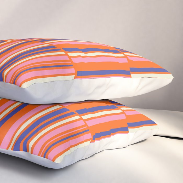 Pop Mod Color Boxes Geometric Retro Contemporary Pattern Orange Blue Pink Pillow Sham Gallery Image 3