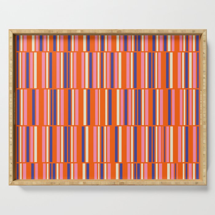 Pop Mod Color Boxes Geometric Retro Contemporary Pattern Orange Blue Pink Serving Tray Gallery Image 1