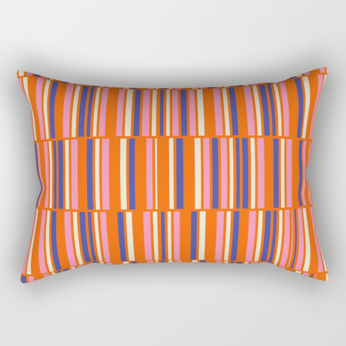 Pop Mod Color Boxes Geometric Retro Contemporary Pattern Orange Blue Pink Rectangular Pillow Gallery Image 1