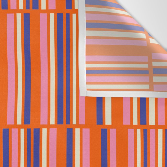 Pop Mod Color Boxes Geometric Retro Contemporary Pattern Orange Blue Pink Wall Tapestry Gallery Image 3