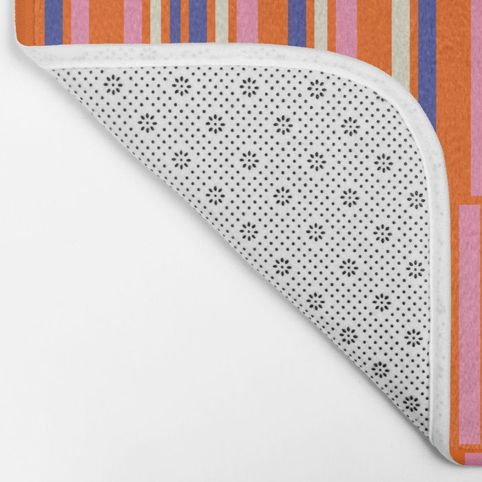 Pop Mod Color Boxes Geometric Retro Contemporary Pattern Orange Blue Pink Bath Mat Gallery Image 2