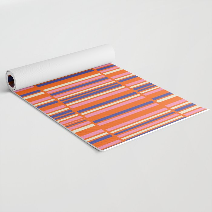 Pop Mod Color Boxes Geometric Retro Contemporary Pattern Orange Blue Pink Yoga Mat Gallery Image 2