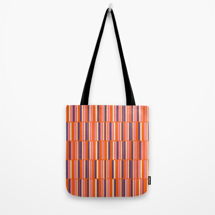 Pop Mod Color Boxes Geometric Retro Contemporary Pattern Orange Blue Pink Tote Bag Gallery Image 2