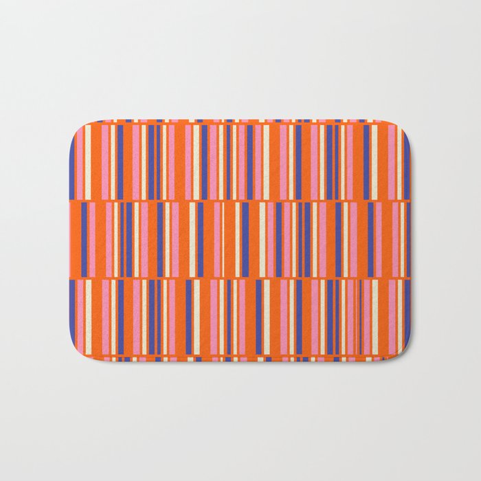 Pop Mod Color Boxes Geometric Retro Contemporary Pattern Orange Blue Pink Bath Mat Gallery Image 1