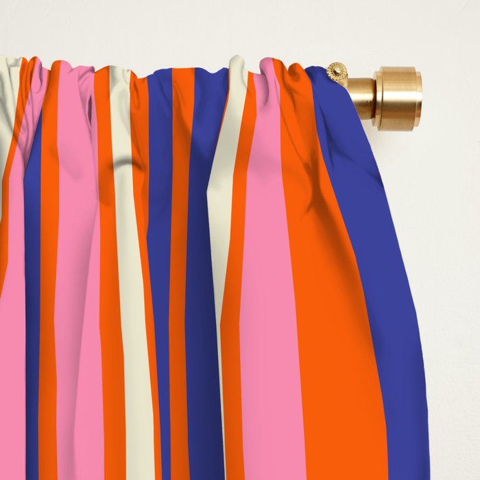 Pop Mod Color Boxes Geometric Retro Contemporary Pattern Orange Blue Pink Window Curtain Gallery Image 2