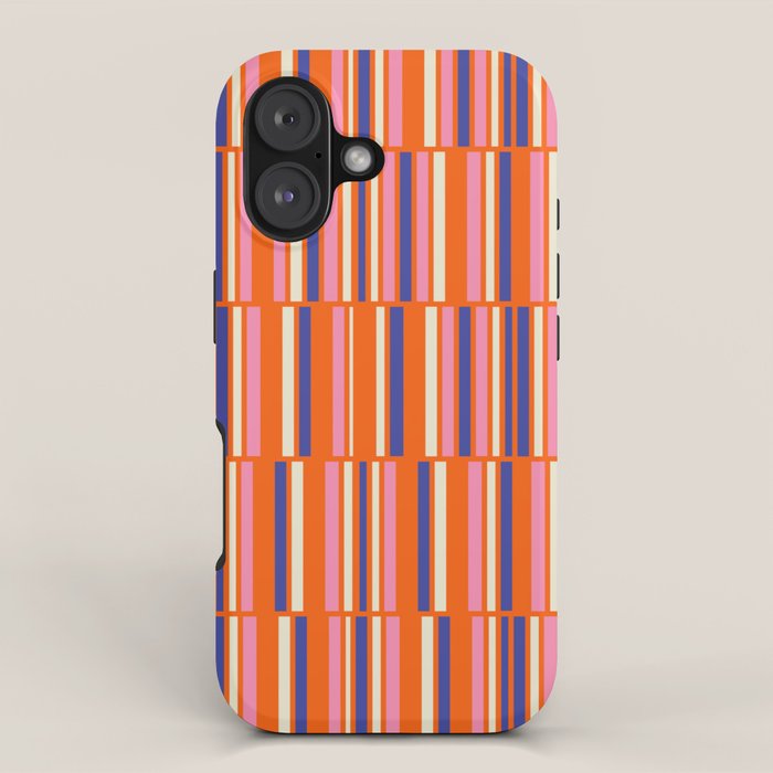 Pop Mod Color Boxes Geometric Retro Contemporary Pattern Orange Blue Pink iPhone Case Gallery Image 1
