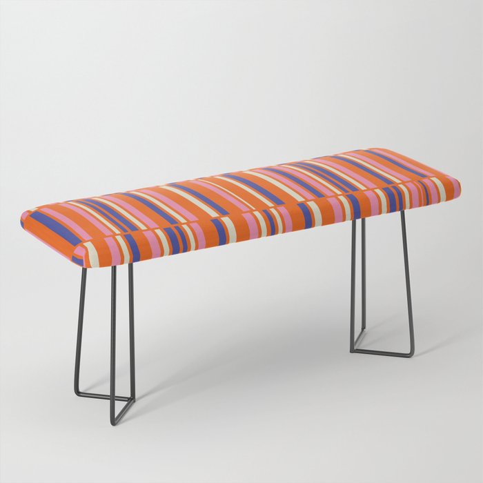 Pop Mod Color Boxes Geometric Retro Contemporary Pattern Orange Blue Pink Bench Gallery Image 1