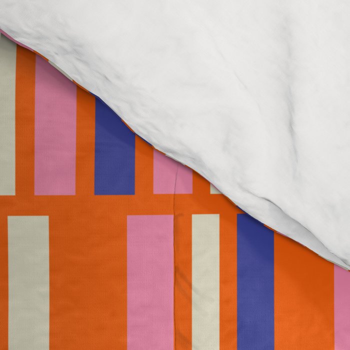 Pop Mod Color Boxes Geometric Retro Contemporary Pattern Orange Blue Pink Comforter Gallery Image 4