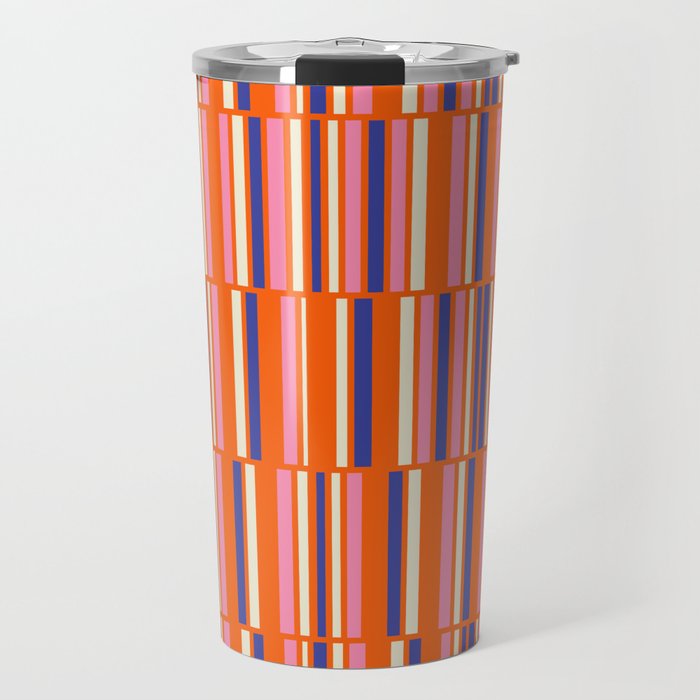 Pop Mod Color Boxes Geometric Retro Contemporary Pattern Orange Blue Pink Travel Mug Gallery Image 1