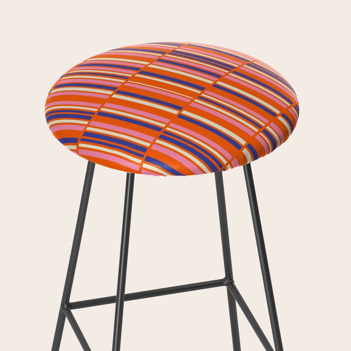 Pop Mod Color Boxes Geometric Retro Contemporary Pattern Orange Blue Pink Stool Gallery Image 2
