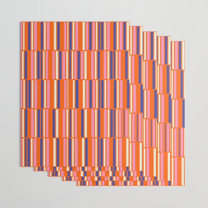Pop Mod Color Boxes Geometric Retro Contemporary Pattern Orange Blue Pink Wrapping Paper Gallery Image 3