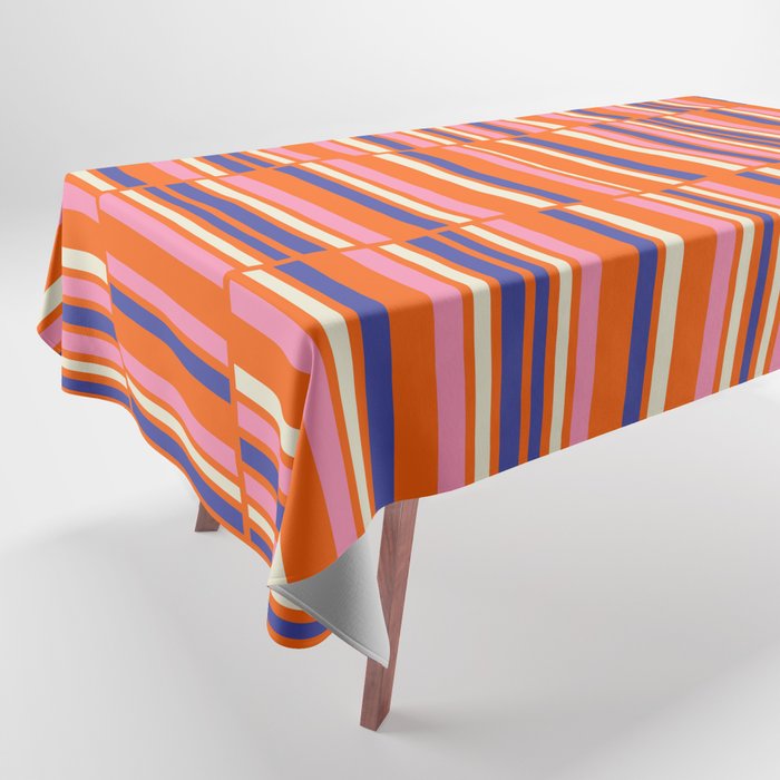 Pop Mod Color Boxes Geometric Retro Contemporary Pattern Orange Blue Pink Tablecloth Gallery Image 1