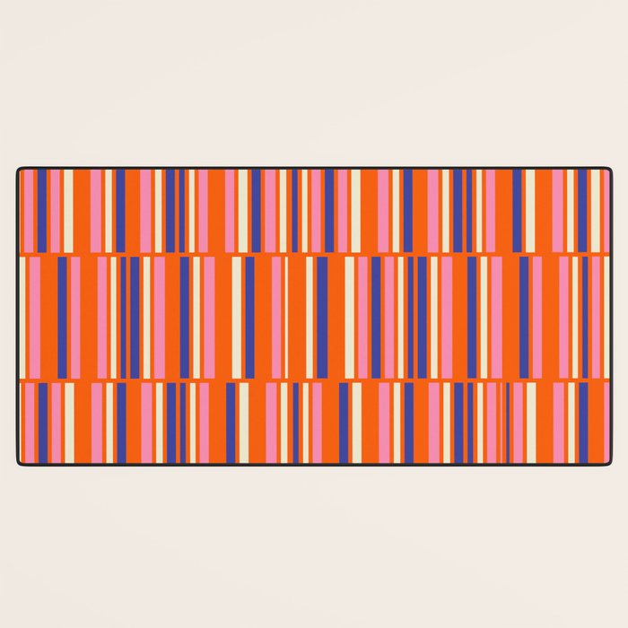 Pop Mod Color Boxes Geometric Retro Contemporary Pattern Orange Blue Pink Desk Mat Gallery Image 3