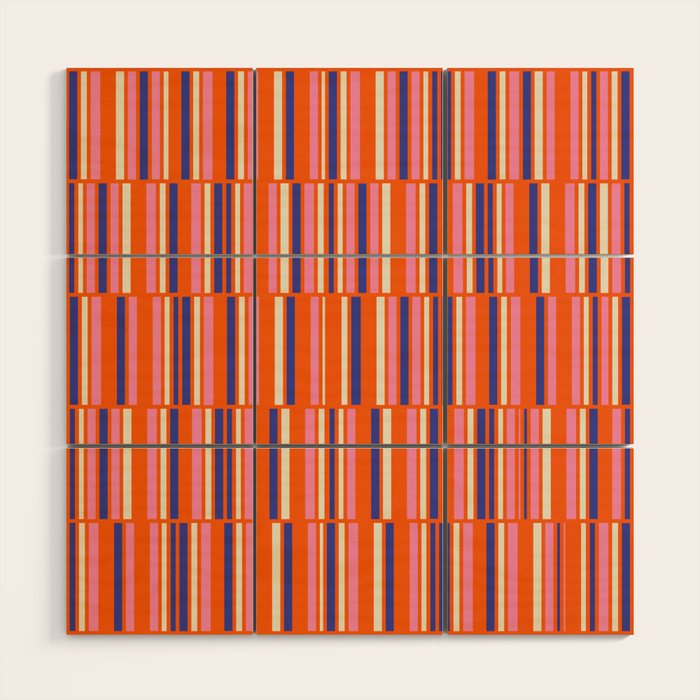 Pop Mod Color Boxes Geometric Retro Contemporary Pattern Orange Blue Pink Wood Wall Art Gallery Image 1
