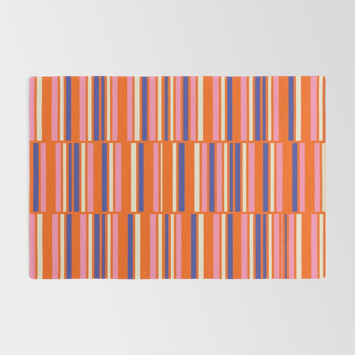 Pop Mod Color Boxes Geometric Retro Contemporary Pattern Orange Blue Pink Rug Gallery Image 2