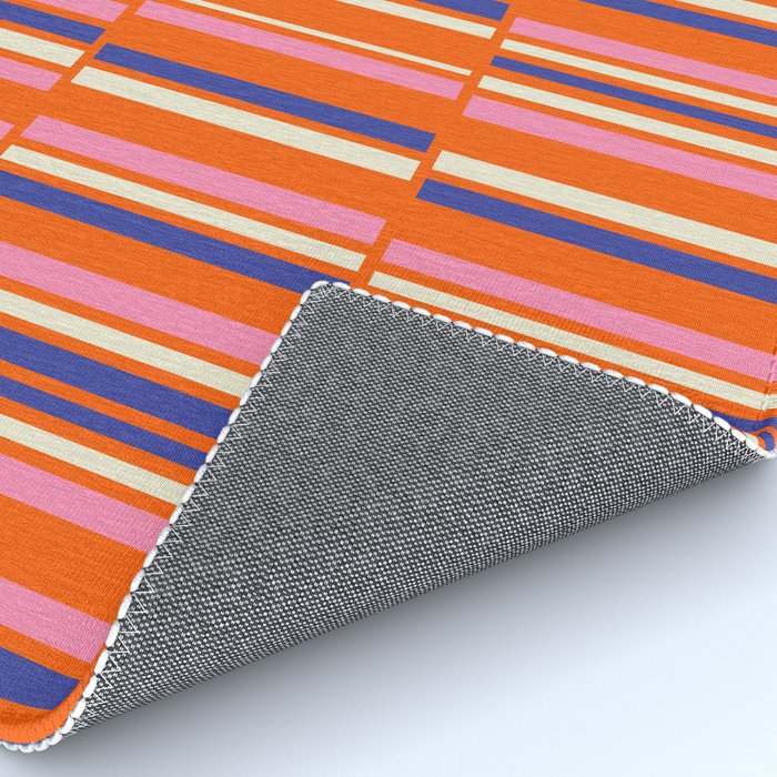 Pop Mod Color Boxes Geometric Retro Contemporary Pattern Orange Blue Pink Rug Gallery Image 4