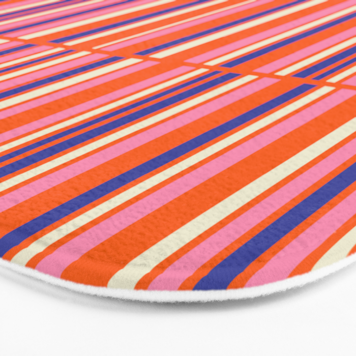 Pop Mod Color Boxes Geometric Retro Contemporary Pattern Orange Blue Pink Bath Mat Gallery Image 3