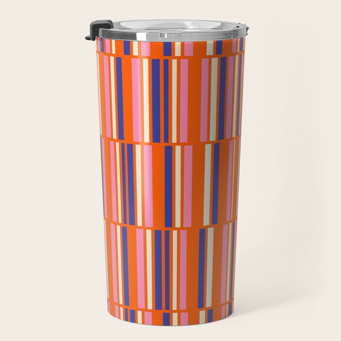 Pop Mod Color Boxes Geometric Retro Contemporary Pattern Orange Blue Pink Travel Mug Gallery Image 3