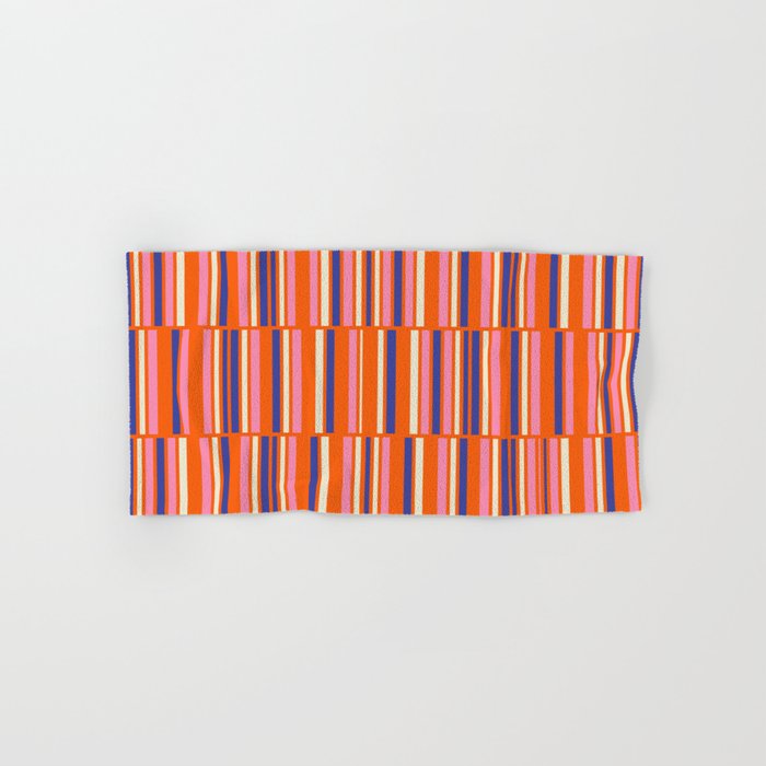 Pop Mod Color Boxes Geometric Retro Contemporary Pattern Orange Blue Pink Bath Towel Gallery Image 1