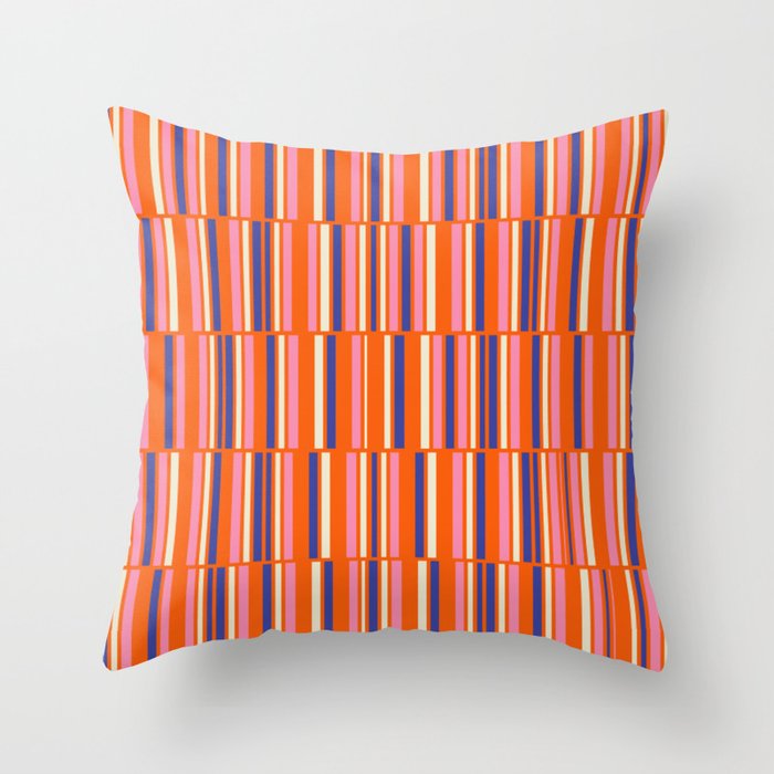 Pop Mod Color Boxes Geometric Retro Contemporary Pattern Orange Blue Pink Throw Pillow Gallery Image 6