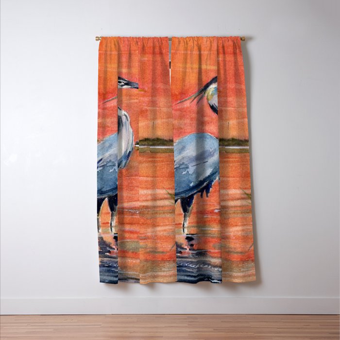 Great Blue Heron in Marsh Window Curtain Gallery Image 3