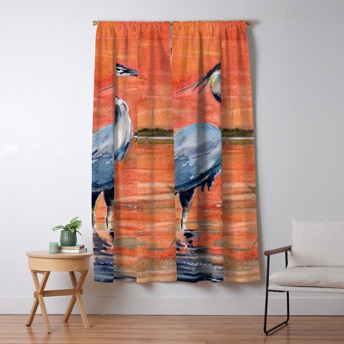 Great Blue Heron in Marsh Window Curtain Gallery Image 5