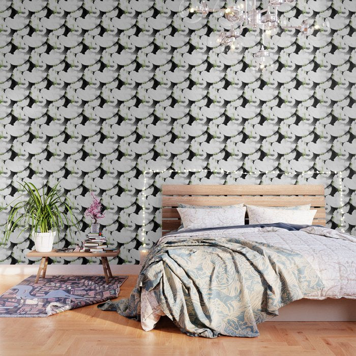 Large White Poppies on Black Background #decor #society6 #buyart Wallpaper Gallery Image 3