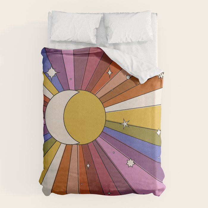 The Sun and the Moon - retro abstract Duvet Cover Gallery Image 1