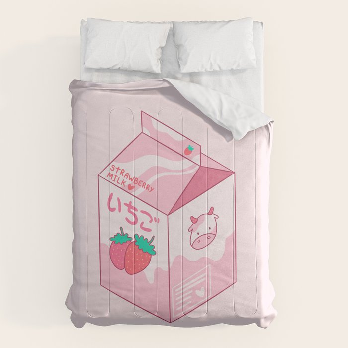 Kawaii Strawberry Milk Shake Comforter Gallery Image 6