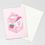 Kawaii Strawberry Milk Shake Stationery Card Gallery Image 2